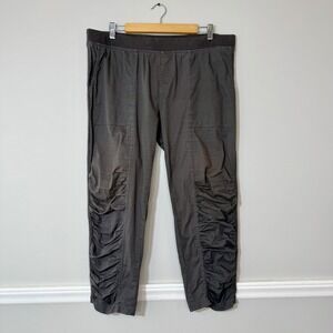 XCVI GEYSER CROP Womans Pants Sz XL Charcoal Pull On Ruched Leg Boho Minimalist